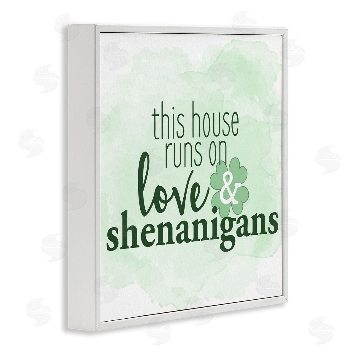 Kim Allen Love & Shenanigans Family Shamrock Phrase White Framed Glicee Wall Art Print