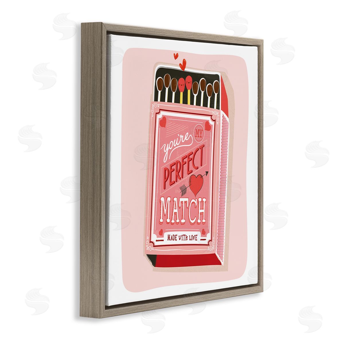 Pan Georgiou My Perfect Match Fun Romance Brown Floating Frame Canvas Wall Art Print