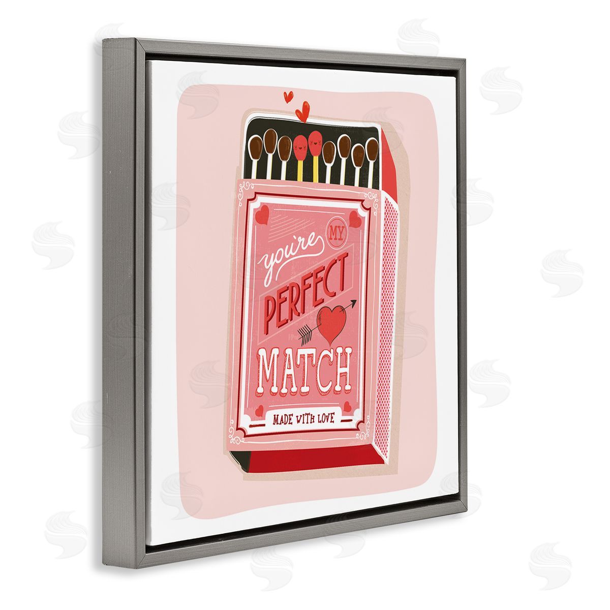 Pan Georgiou My Perfect Match Fun Romance Gray Floating Frame Canvas Wall Art Print