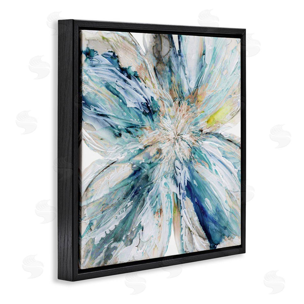 Carol Robinson Blossom Burst Abstract Flower Black Floating Frame Canvas Wall Art Print