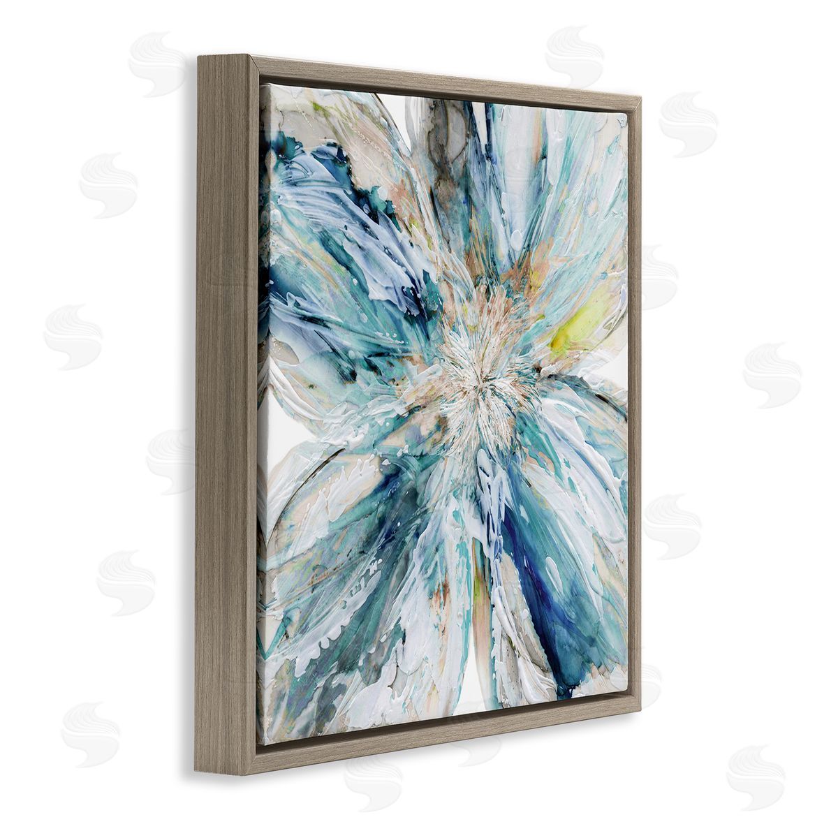 Carol Robinson Blossom Burst Abstract Flower Brown Floating Frame Canvas Wall Art Print