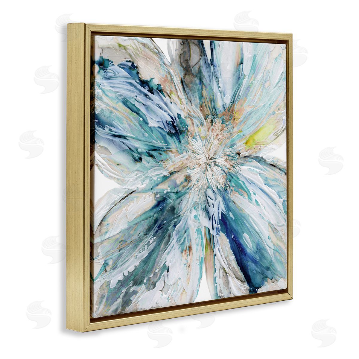Carol Robinson Blossom Burst Abstract Flower Gold Floating Frame Canvas Wall Art Print