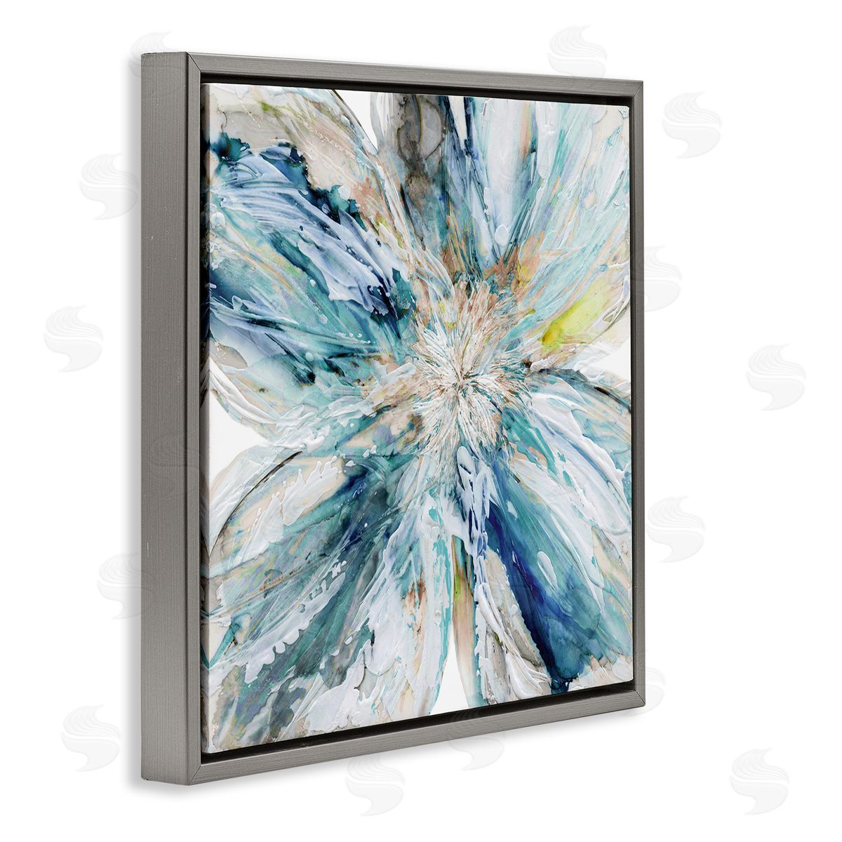 Carol Robinson Blossom Burst Abstract Flower Gray Floating Frame Canvas Wall Art Print