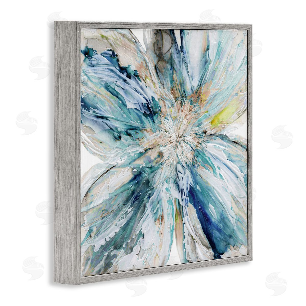 Carol Robinson Blossom Burst Abstract Flower Gray Framed Glicee Wall Art Print