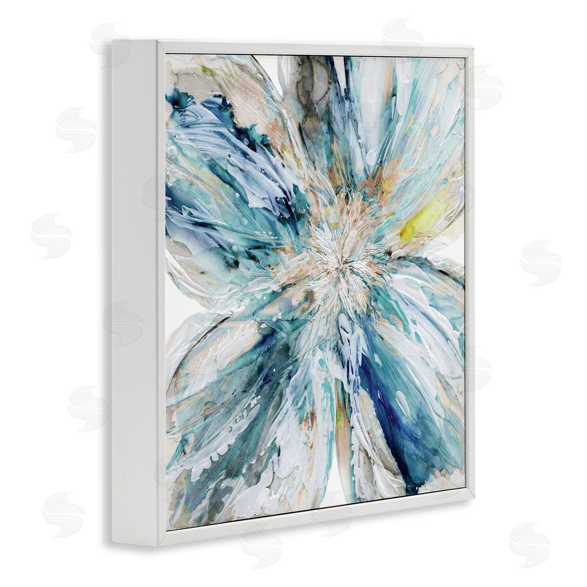 Carol Robinson Blossom Burst Abstract Flower White Framed Glicee Wall Art Print