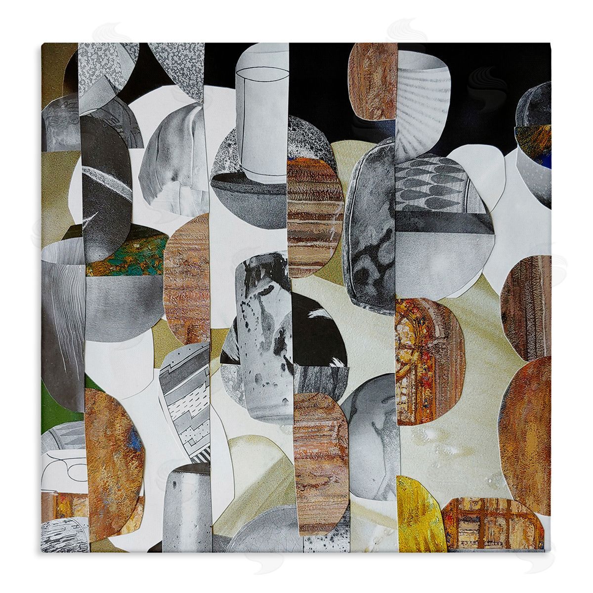 Coco Good Nubian Sundance Abstract Shapes Collage Stretched Canvas Wall Art Print