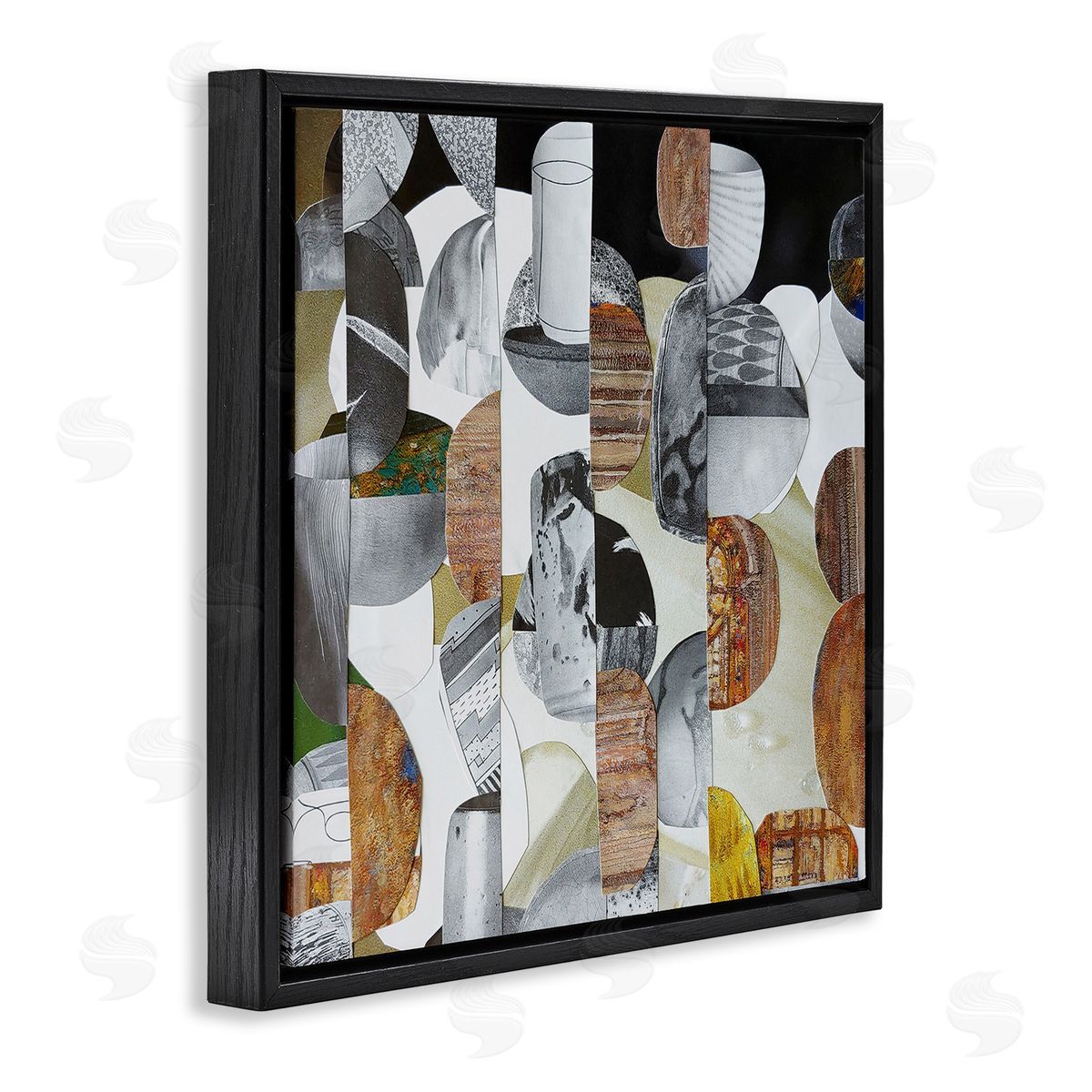 Coco Good Nubian Sundance Abstract Shapes Collage Black Floating Frame Canvas Wall Art Print