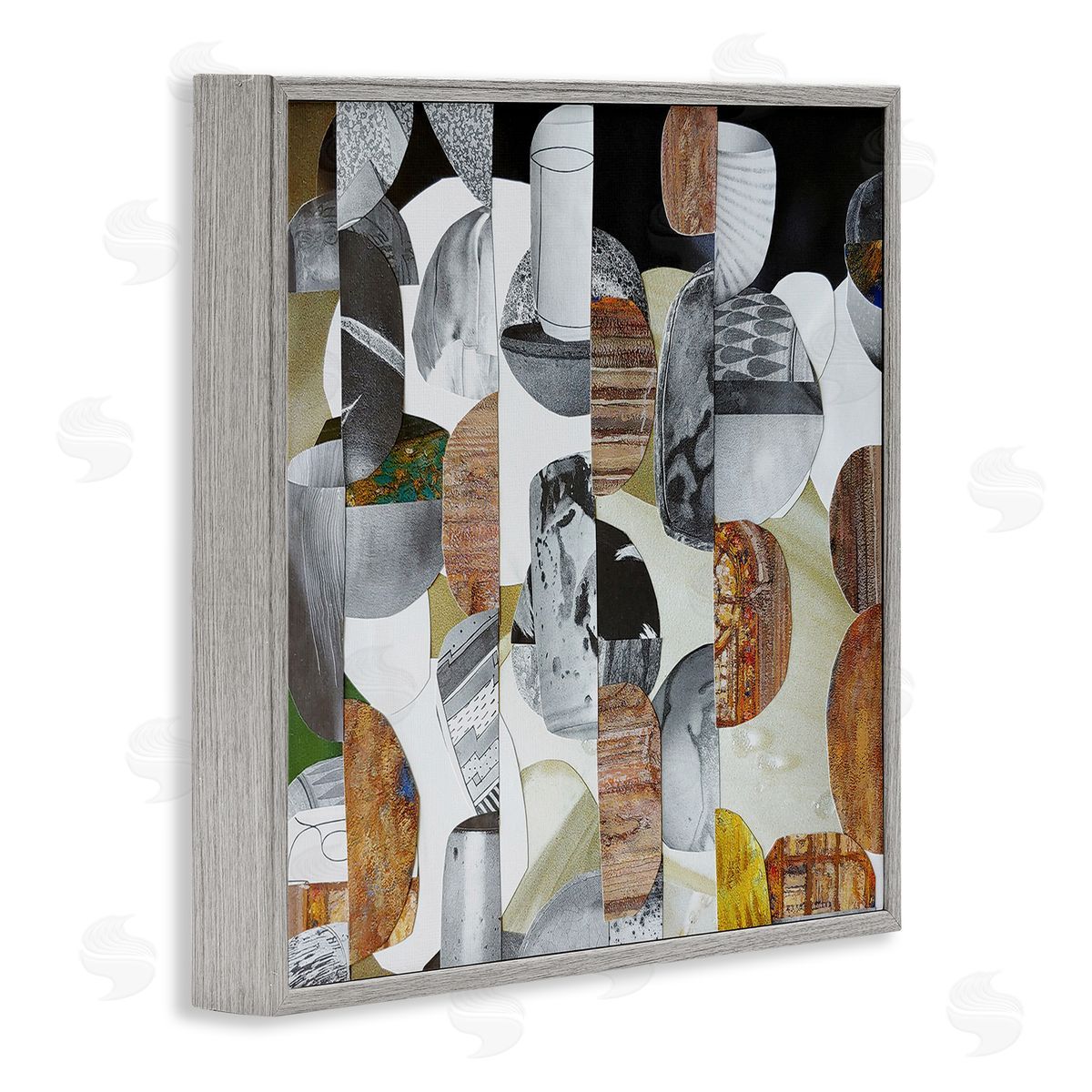 Coco Good Nubian Sundance Abstract Shapes Collage Gray Framed Glicee Wall Art Print