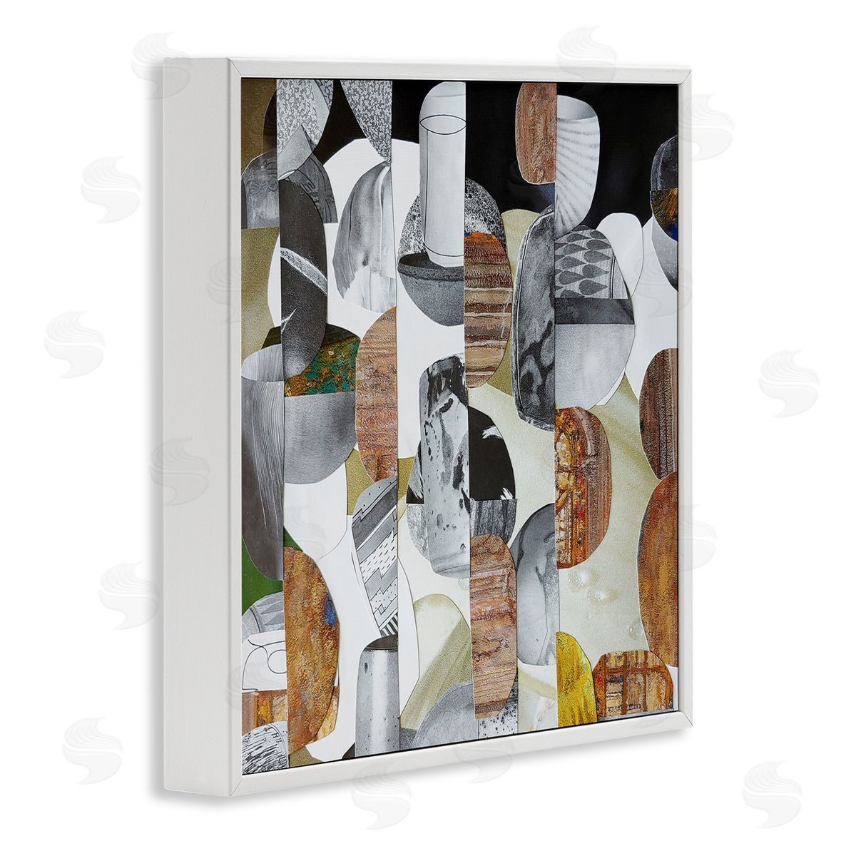 Coco Good Nubian Sundance Abstract Shapes Collage White Framed Glicee Wall Art Print