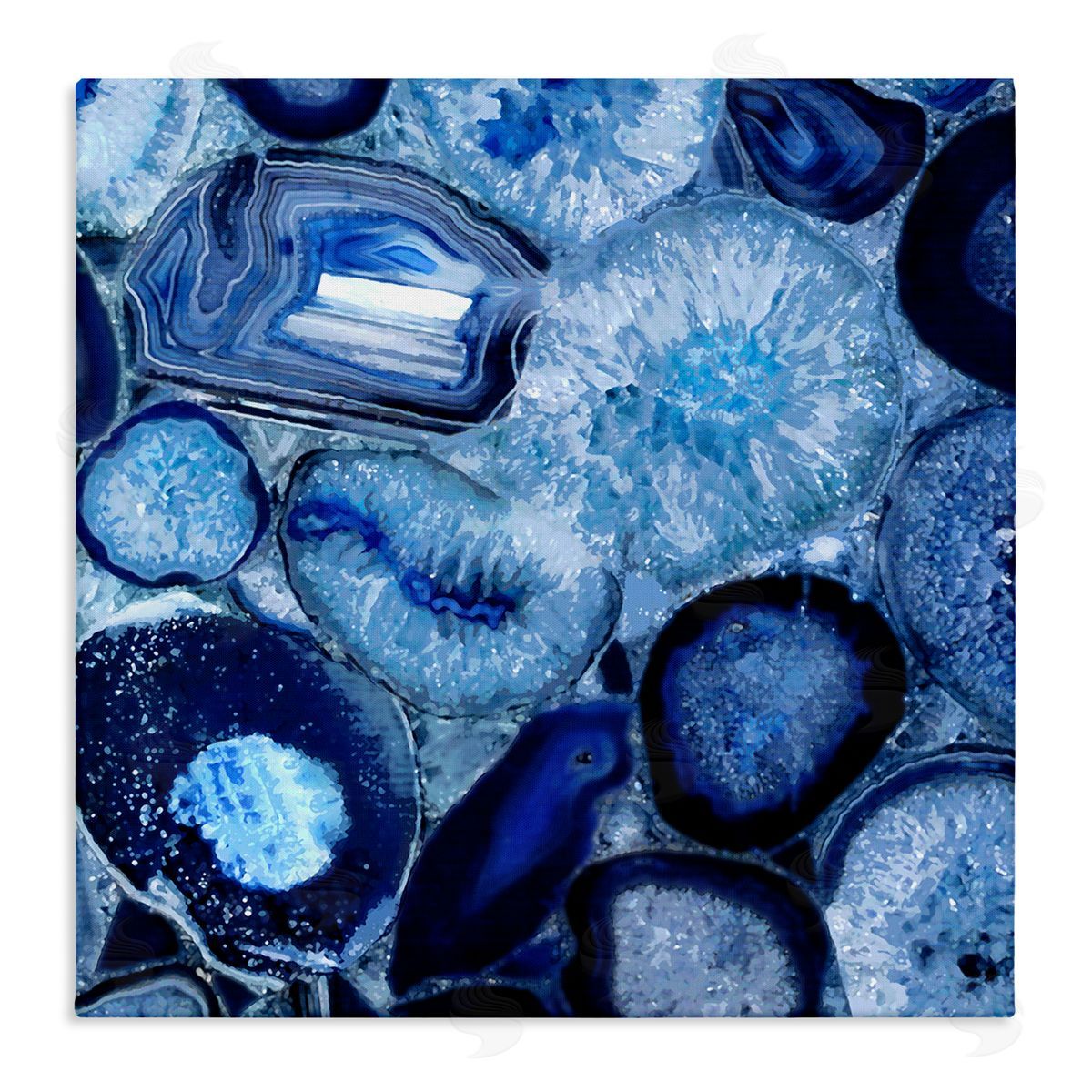 Danielle Carson Agate In Blue Natural Geodes Stretched Canvas Wall Art Print