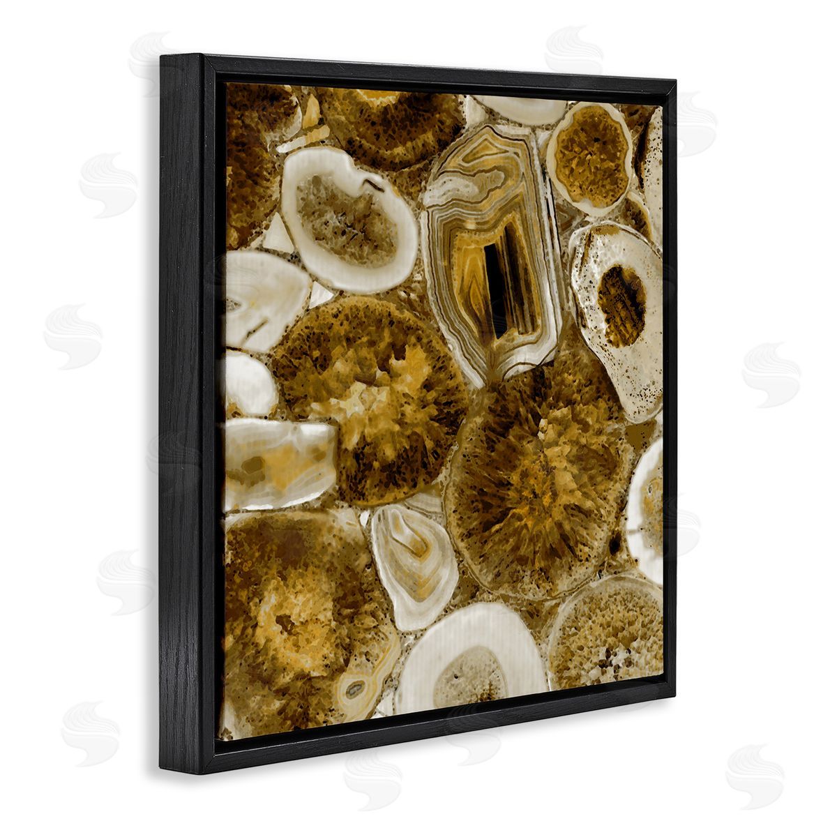 Danielle Carson Agate In Gold Abstract Geodes Black Floating Frame Canvas Wall Art Print
