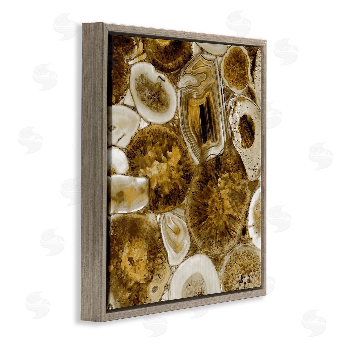 Danielle Carson Agate In Gold Abstract Geodes Brown Floating Frame Canvas Wall Art Print