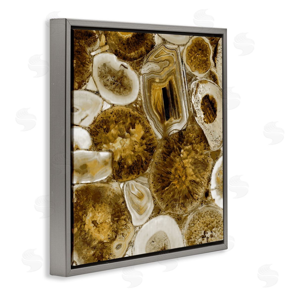 Danielle Carson Agate In Gold Abstract Geodes Gray Floating Frame Canvas Wall Art Print