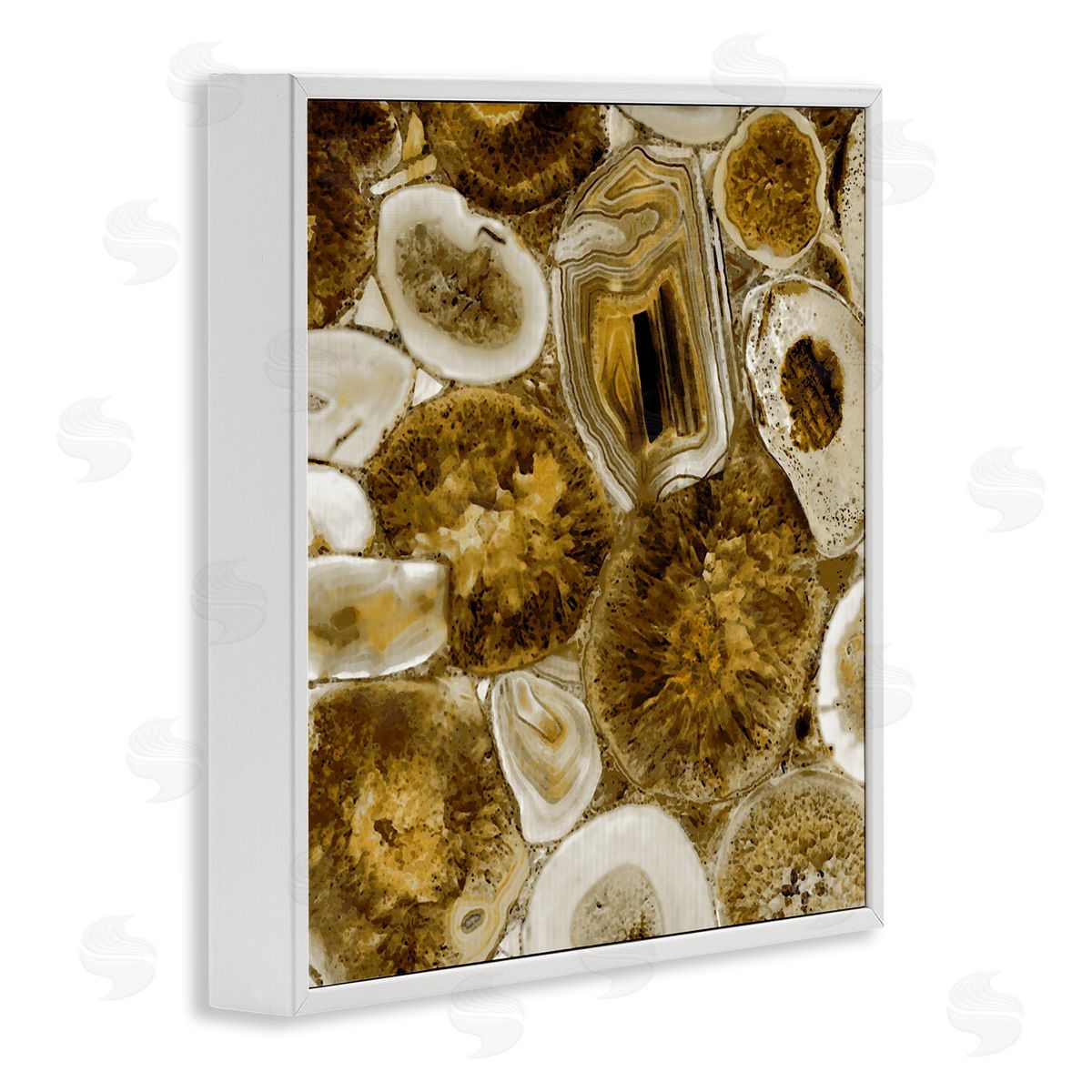 Danielle Carson Agate In Gold Abstract Geodes White Framed Glicee Wall Art Print