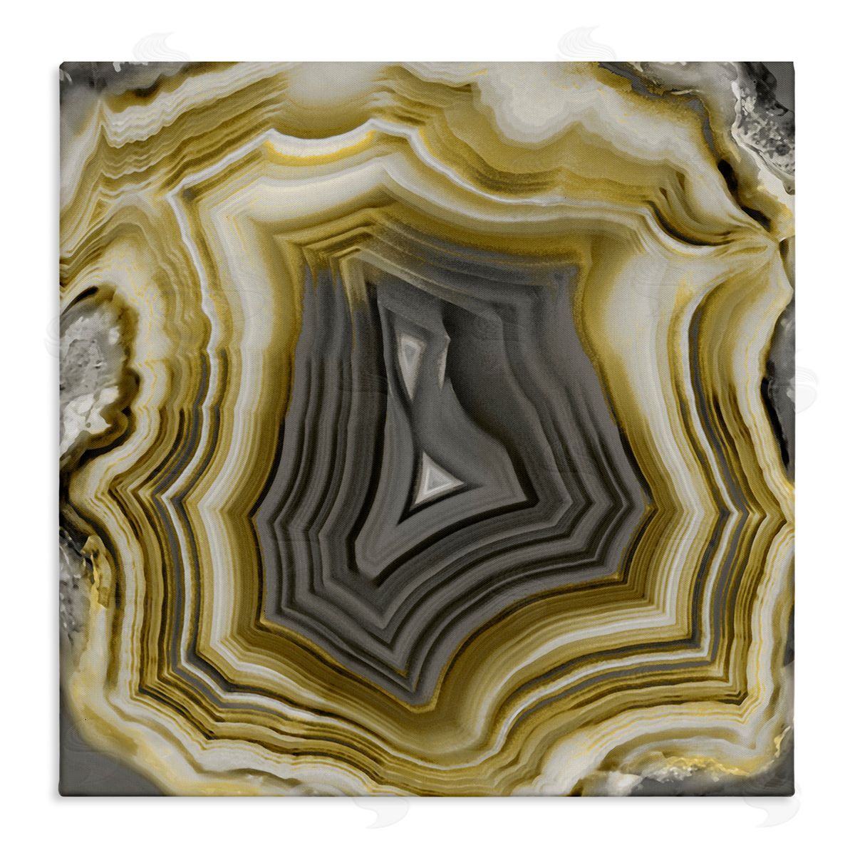 Danielle Carson Agate Gold & Grey Crystal Stretched Canvas Wall Art Print