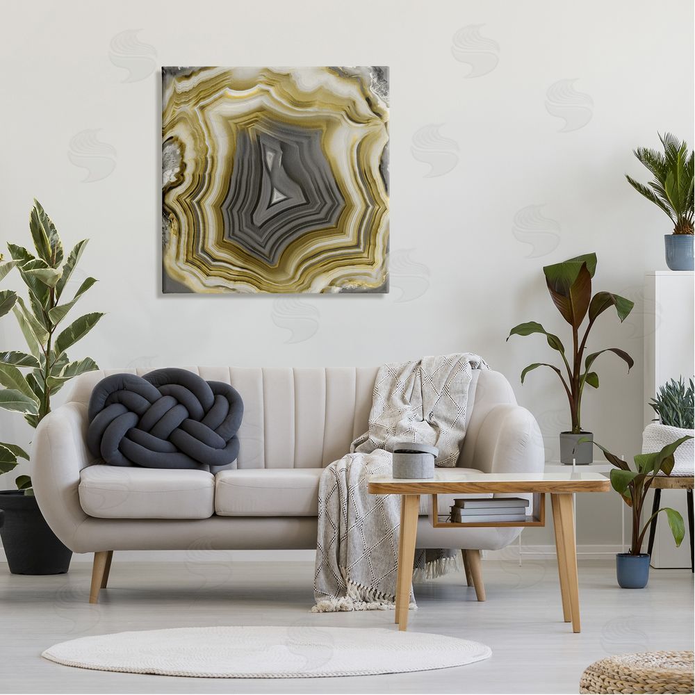Danielle Carson Agate Gold & Grey Crystal Canvas Wall Art in Room