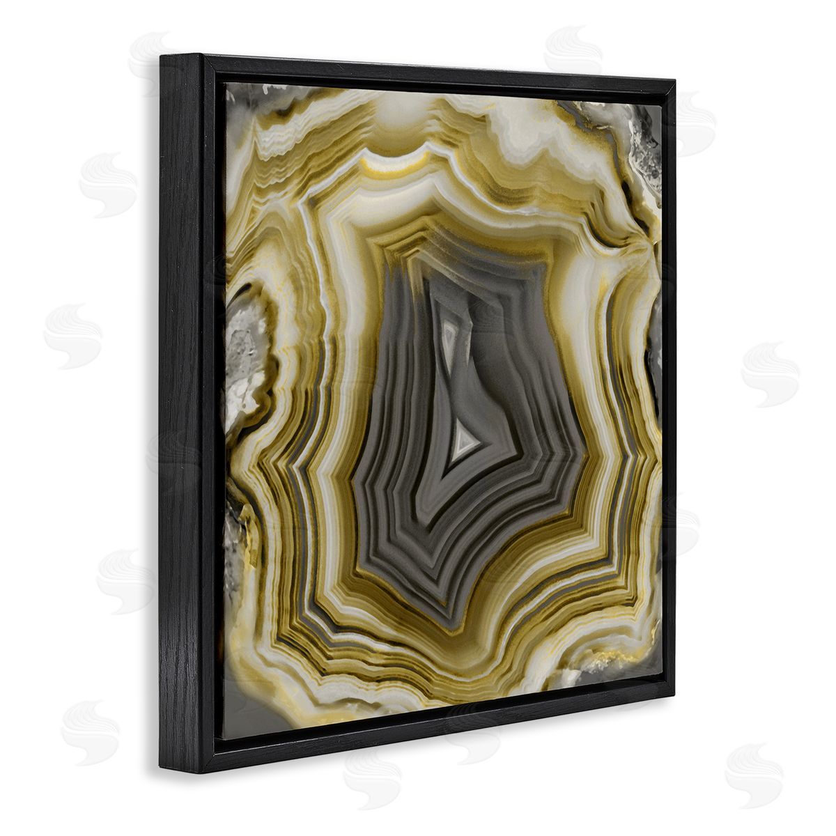 Danielle Carson Agate Gold & Grey Crystal Black Floating Frame Canvas Wall Art Print