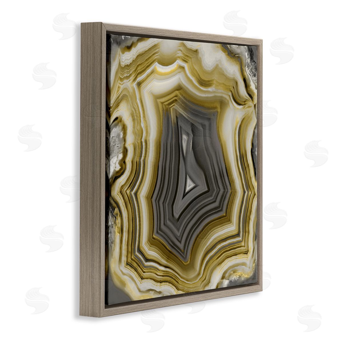 Danielle Carson Agate Gold & Grey Crystal Brown Floating Frame Canvas Wall Art Print