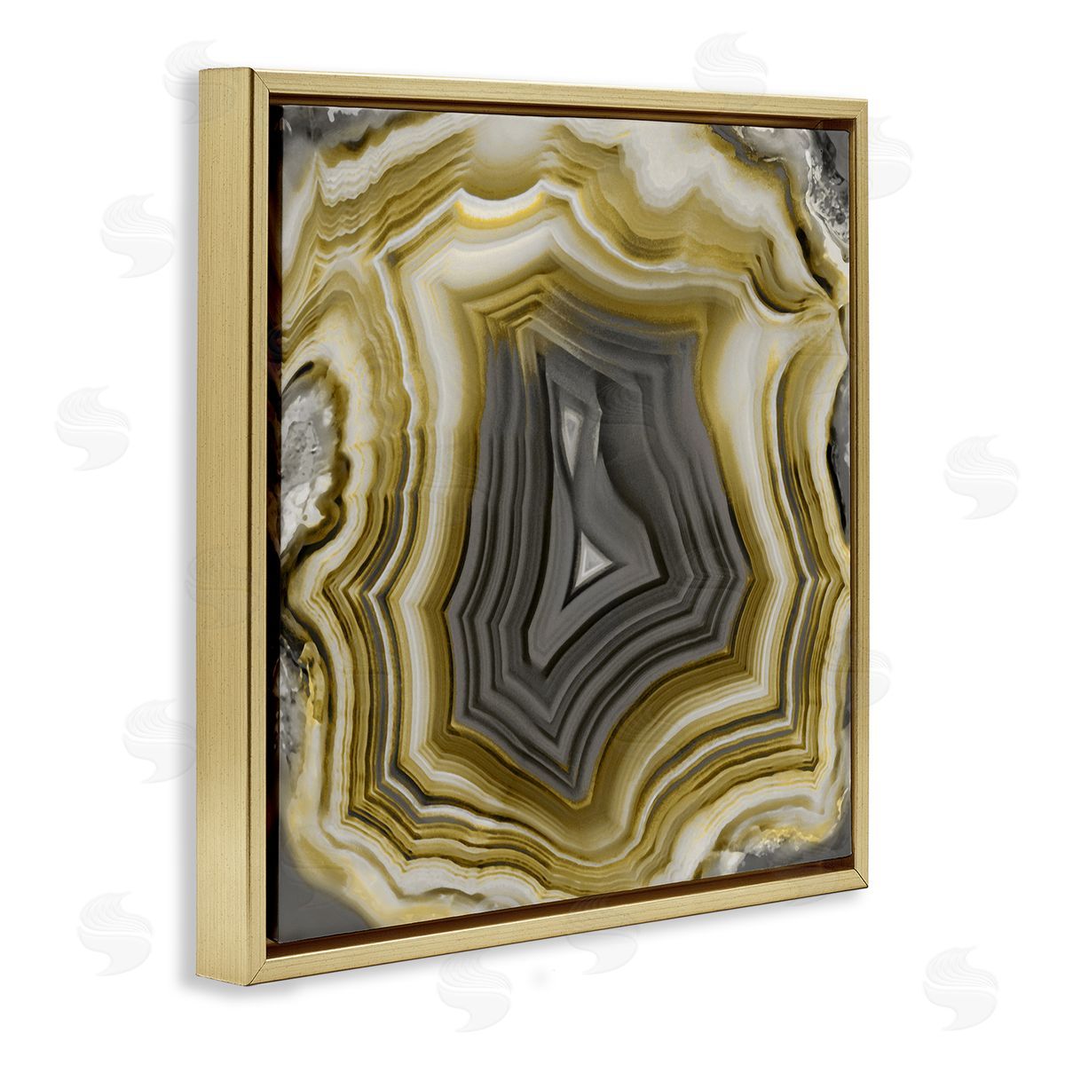 Danielle Carson Agate Gold & Grey Crystal Gold Floating Frame Canvas Wall Art Print