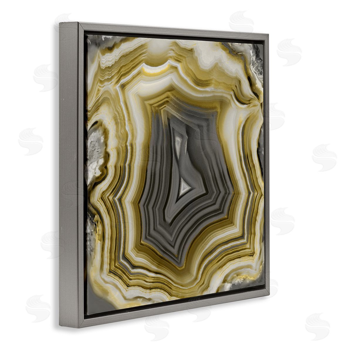 Danielle Carson Agate Gold & Grey Crystal Gray Floating Frame Canvas Wall Art Print