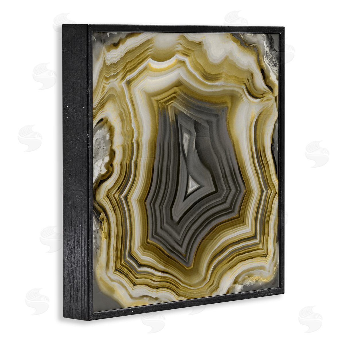 Danielle Carson Agate Gold & Grey Crystal Black Framed Glicee Wall Art Print