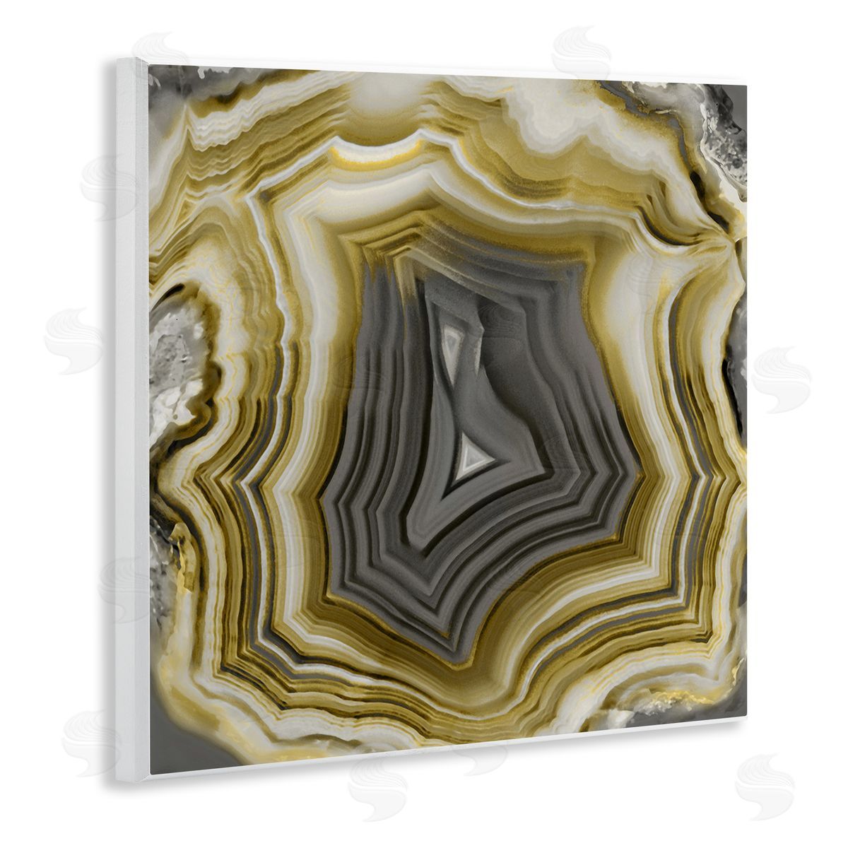 Danielle Carson Agate Gold & Grey Crystal Wooden Wall Plaque Art Print