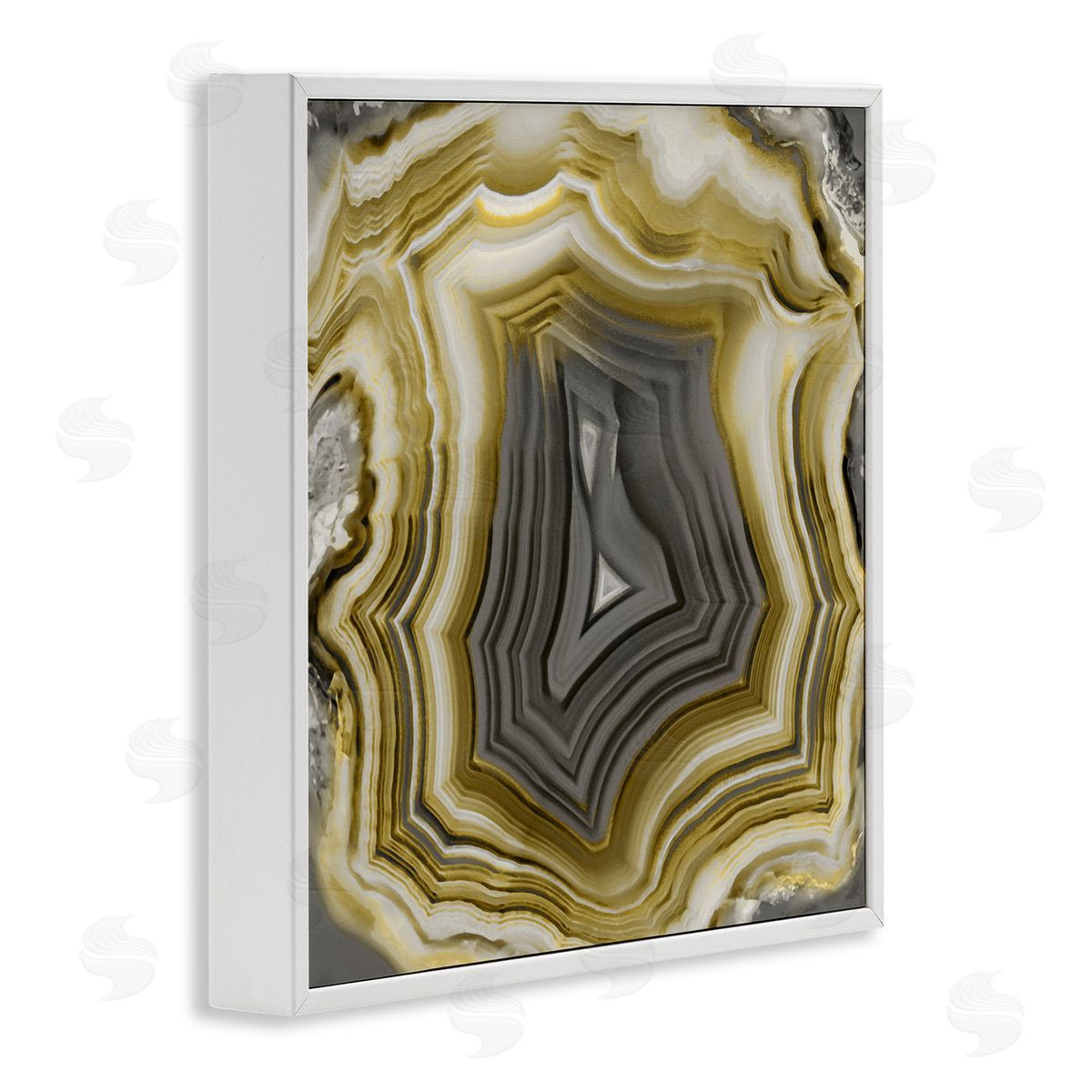 Danielle Carson Agate Gold & Grey Crystal White Framed Glicee Wall Art Print
