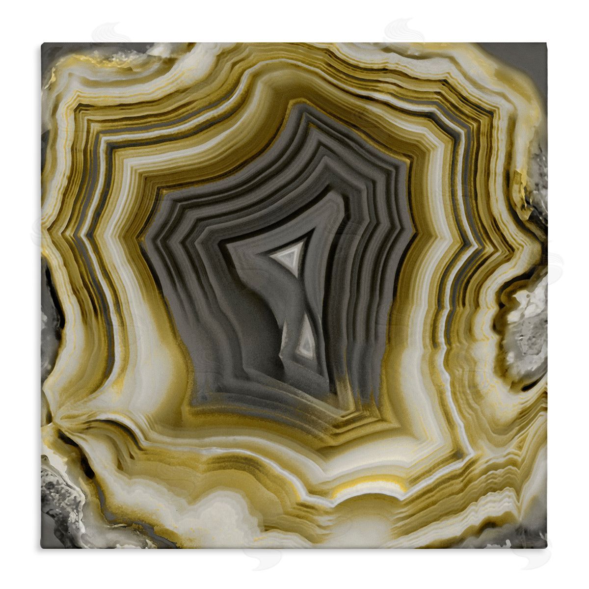 Danielle Carson Neutral Tones Geometric Agate Shape Stretched Canvas Wall Art Print
