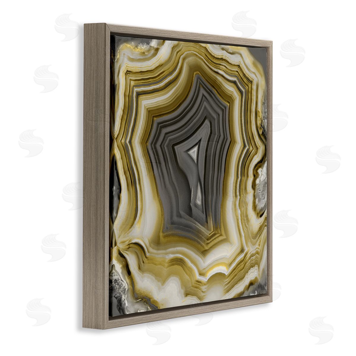 Danielle Carson Neutral Tones Geometric Agate Shape Brown Floating Frame Canvas Wall Art Print