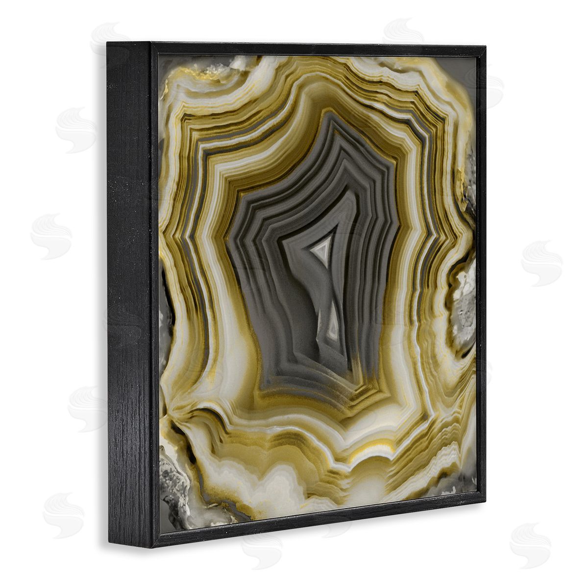 Danielle Carson Neutral Tones Geometric Agate Shape Black Framed Glicee Wall Art Print