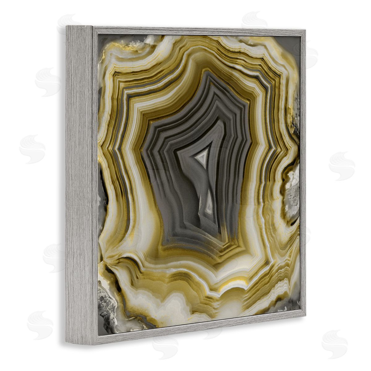 Danielle Carson Neutral Tones Geometric Agate Shape Gray Framed Glicee Wall Art Print