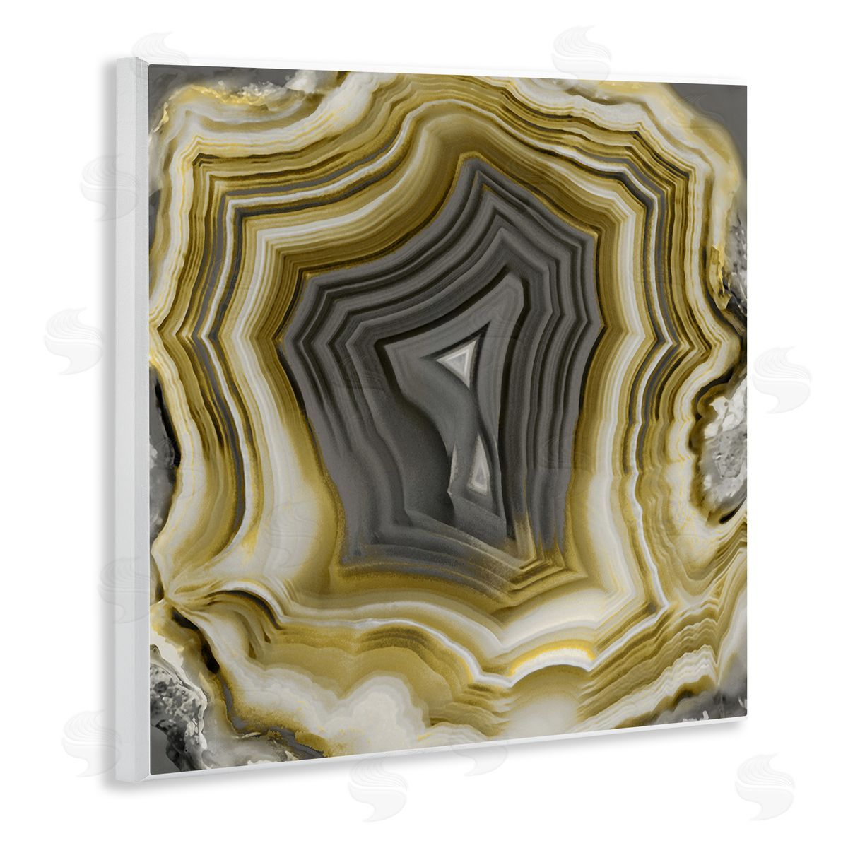 Danielle Carson Neutral Tones Geometric Agate Shape Wooden Wall Plaque Art Print