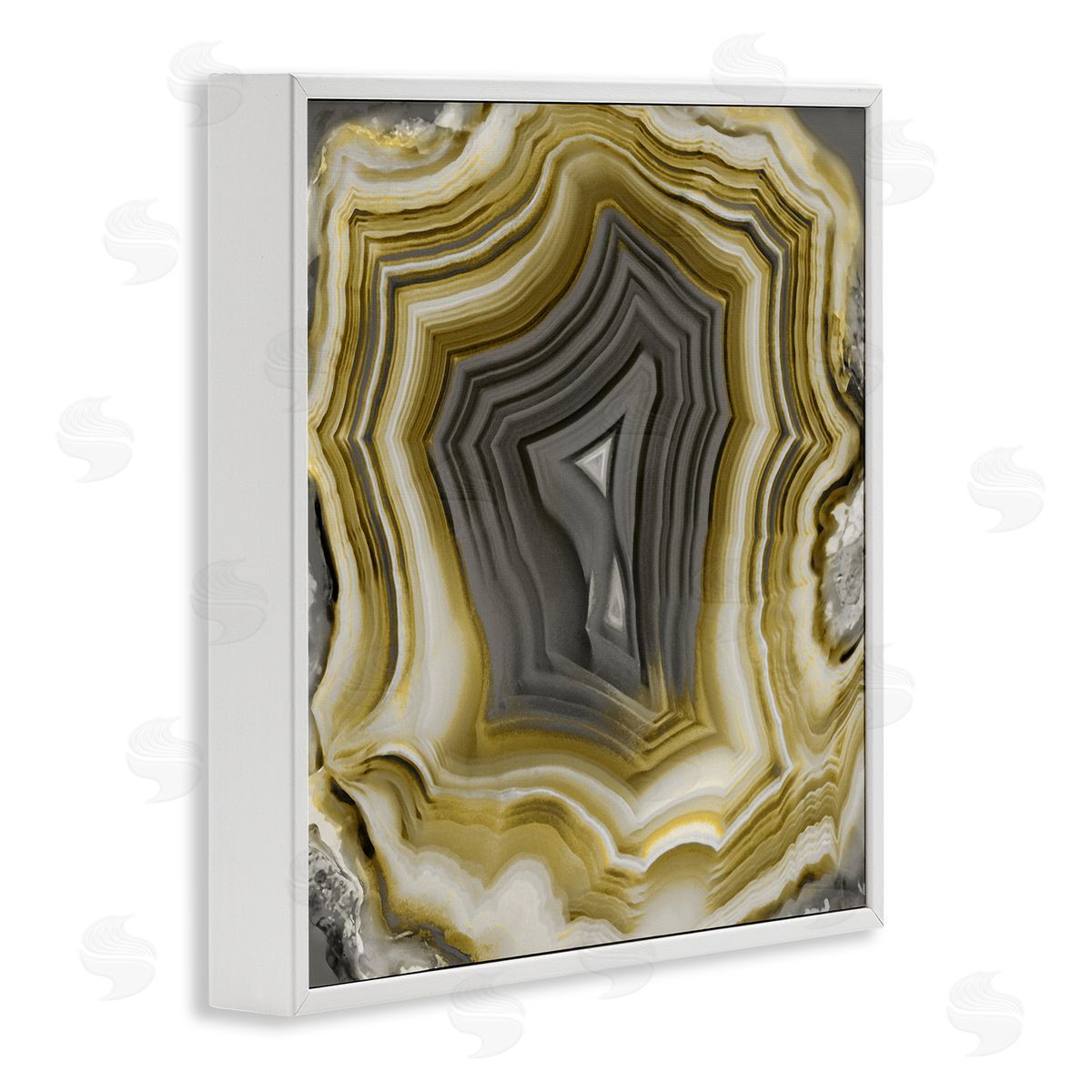 Danielle Carson Neutral Tones Geometric Agate Shape White Framed Glicee Wall Art Print