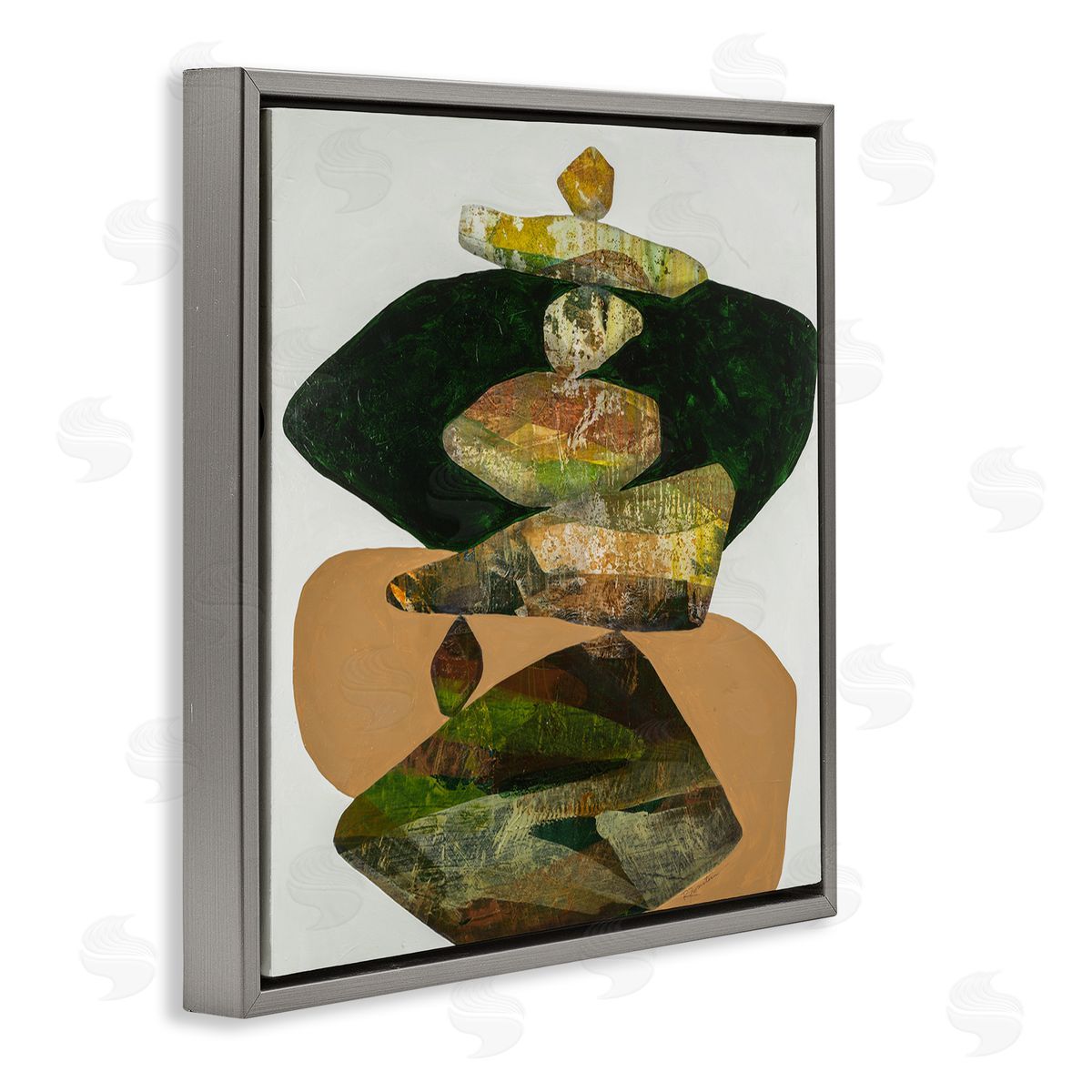 Ruth Fromstein Stacked Rocks Contemporary Nature Gray Floating Frame Canvas Wall Art Print