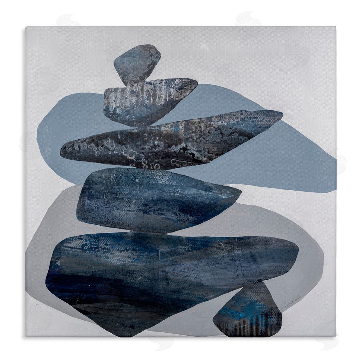 Ruth Fromstein Grey Rocks Stacked Contemporary Stretched Canvas Wall Art Print