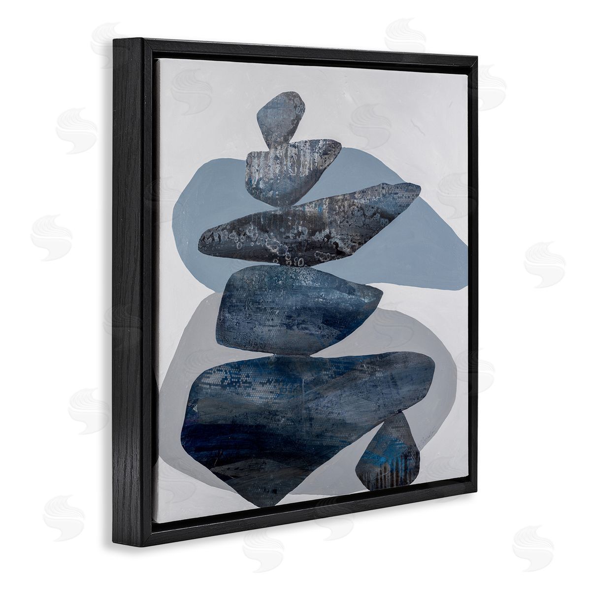 Ruth Fromstein Grey Rocks Stacked Contemporary Black Floating Frame Canvas Wall Art Print