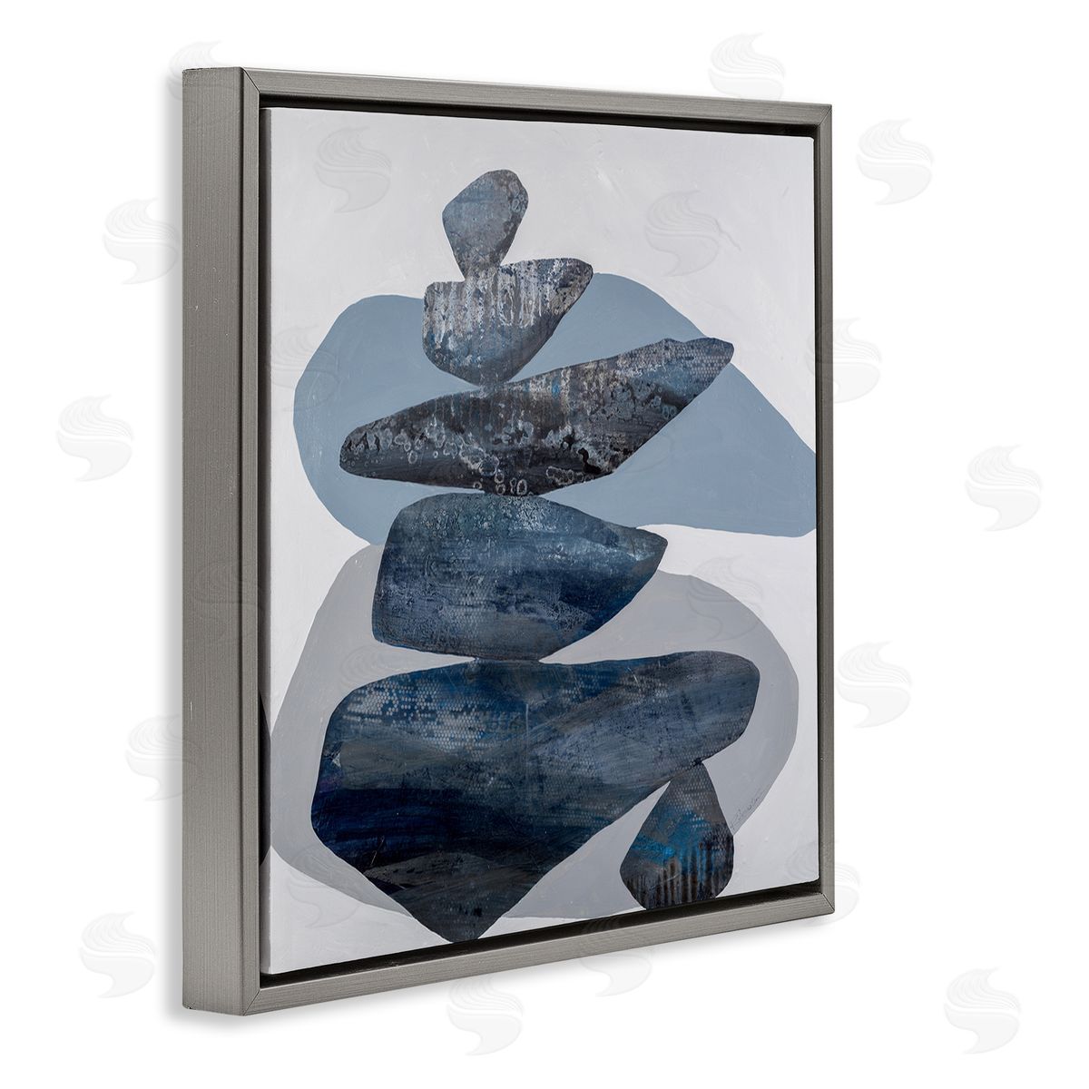 Ruth Fromstein Grey Rocks Stacked Contemporary Gray Floating Frame Canvas Wall Art Print