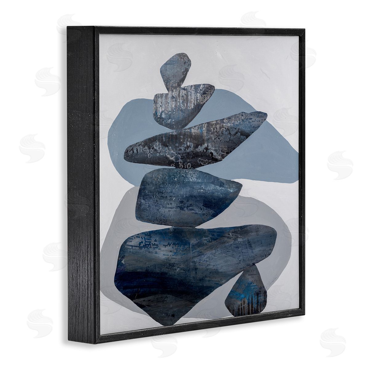 Ruth Fromstein Grey Rocks Stacked Contemporary Black Framed Glicee Wall Art Print