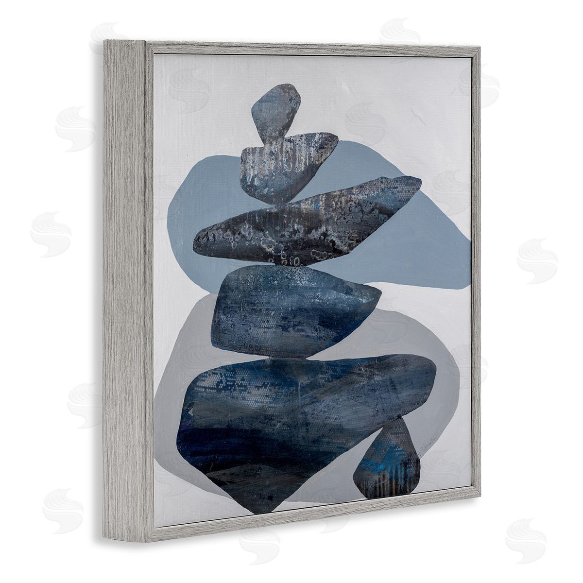 Ruth Fromstein Grey Rocks Stacked Contemporary Gray Framed Glicee Wall Art Print