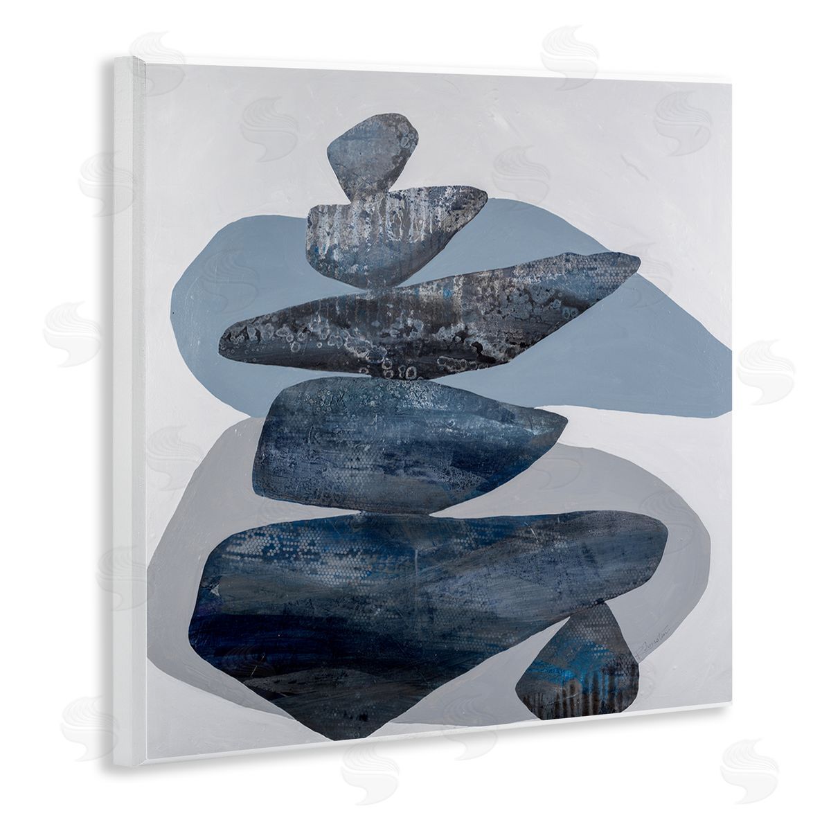 Ruth Fromstein Grey Rocks Stacked Contemporary Wooden Wall Plaque Art Print