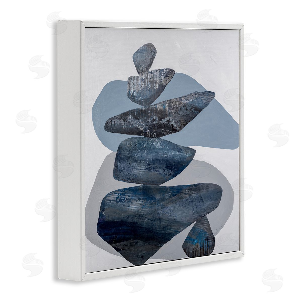 Ruth Fromstein Grey Rocks Stacked Contemporary White Framed Glicee Wall Art Print