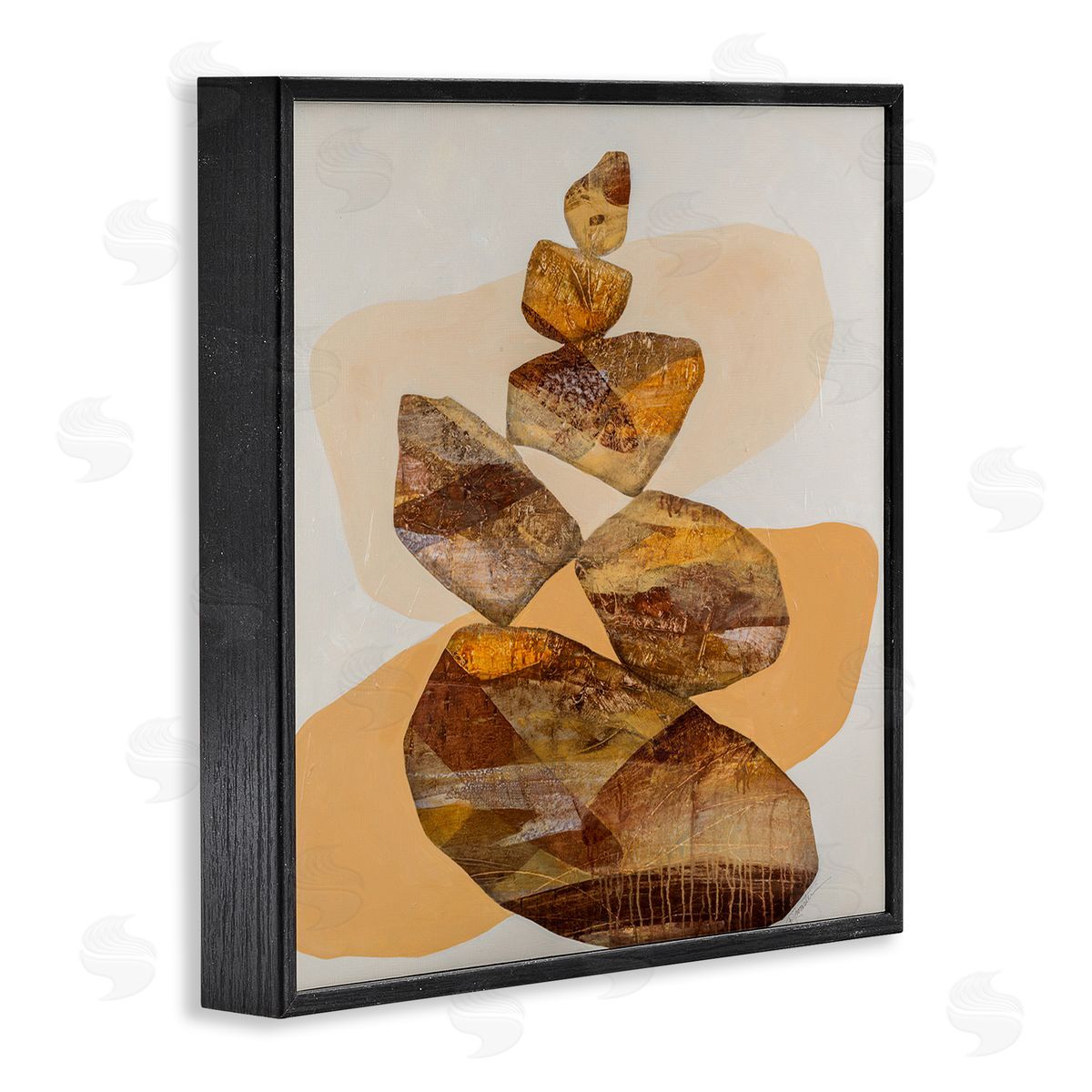 Ruth Fromstein Modern Natural Stacked Zen Rocks Black Framed Glicee Wall Art Print