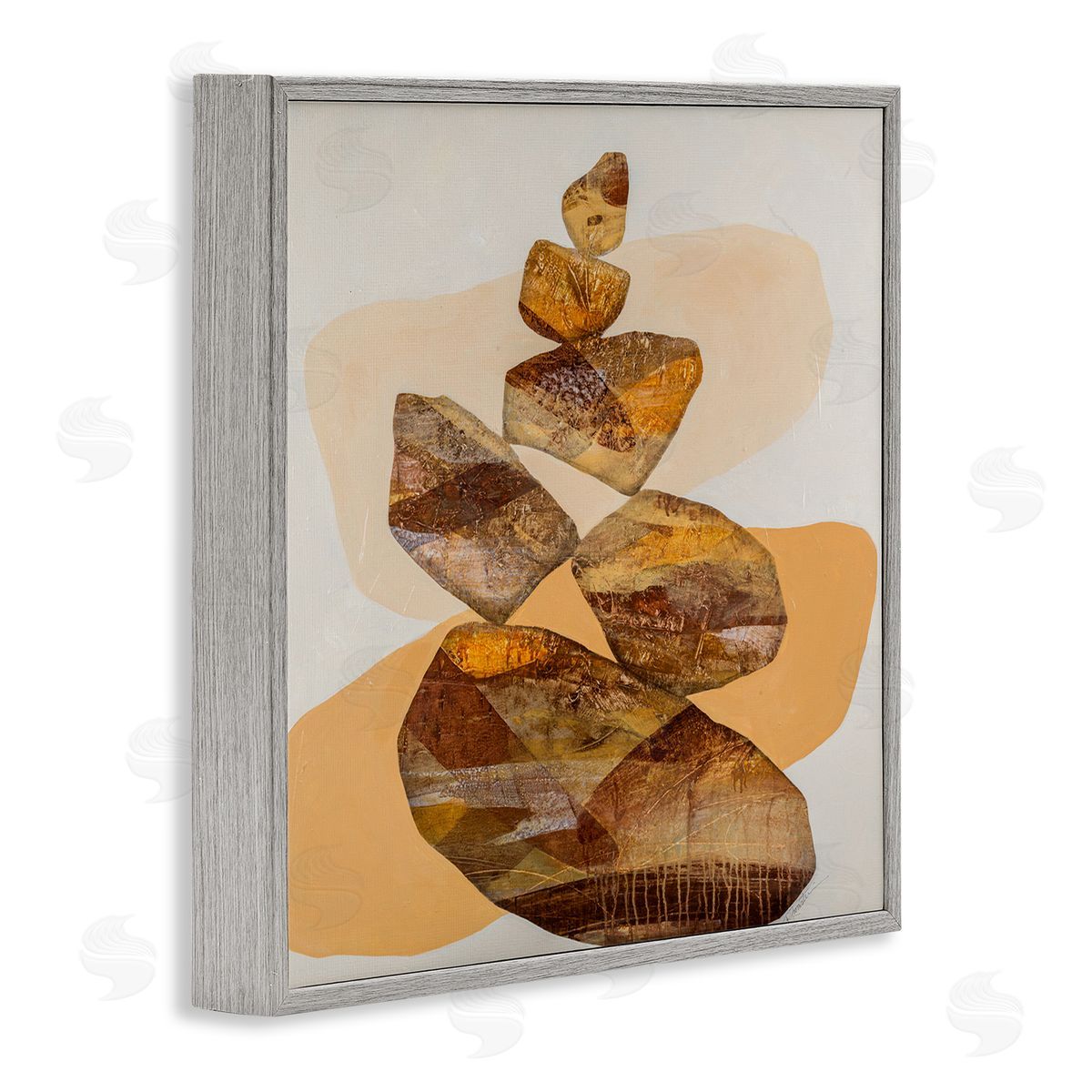 Ruth Fromstein Modern Natural Stacked Zen Rocks Gray Framed Glicee Wall Art Print