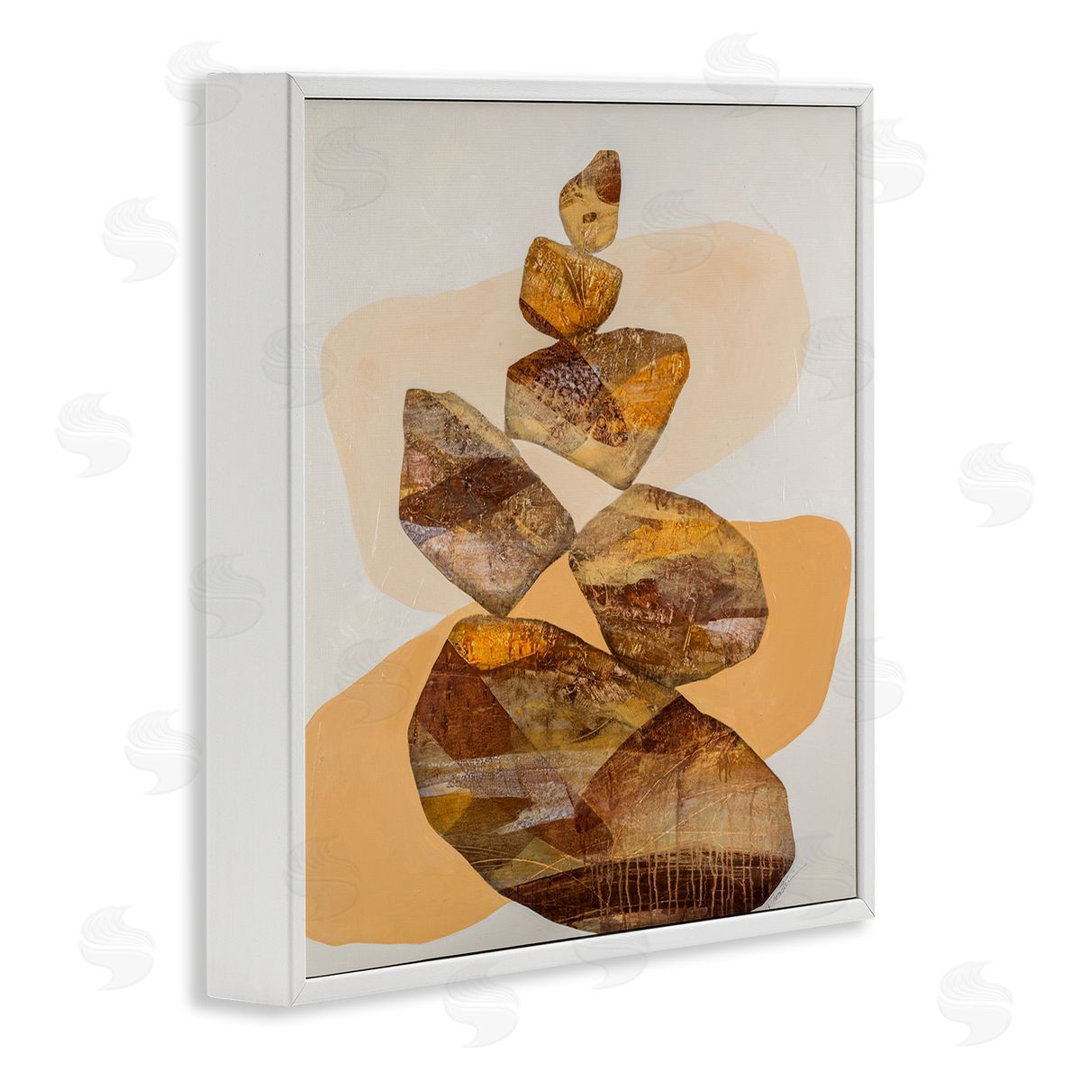 Ruth Fromstein Modern Natural Stacked Zen Rocks White Framed Glicee Wall Art Print