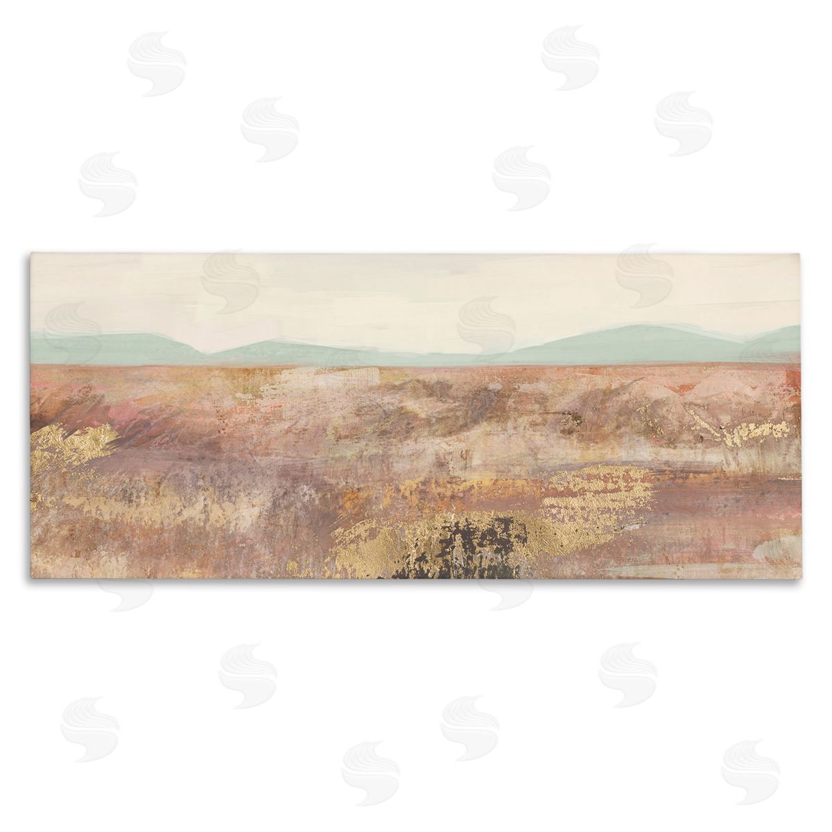 Nina Blue Abstract Neutral Prairie Landscape Stretched Canvas Wall Art Print