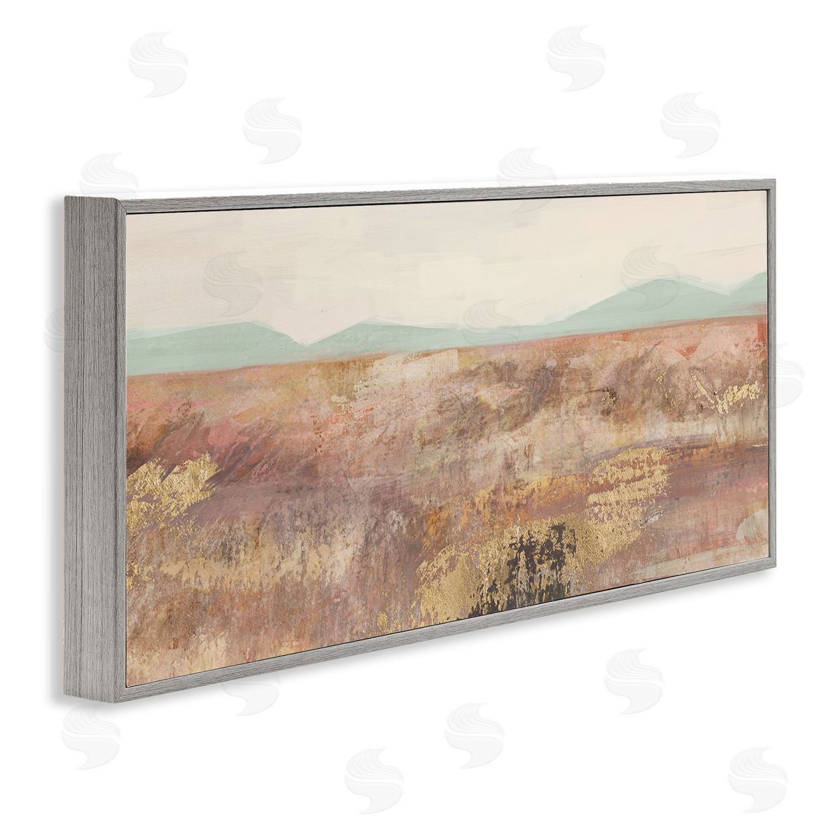 Nina Blue Abstract Neutral Prairie Landscape Gray Framed Glicee Wall Art Print