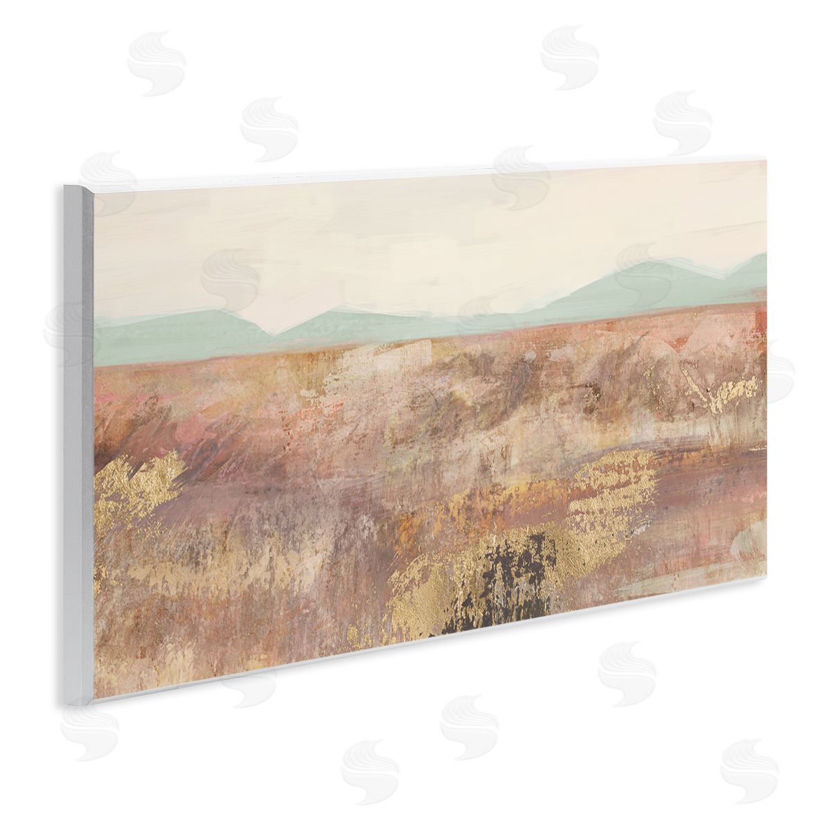 Nina Blue Abstract Neutral Prairie Landscape Wooden Wall Plaque Art Print