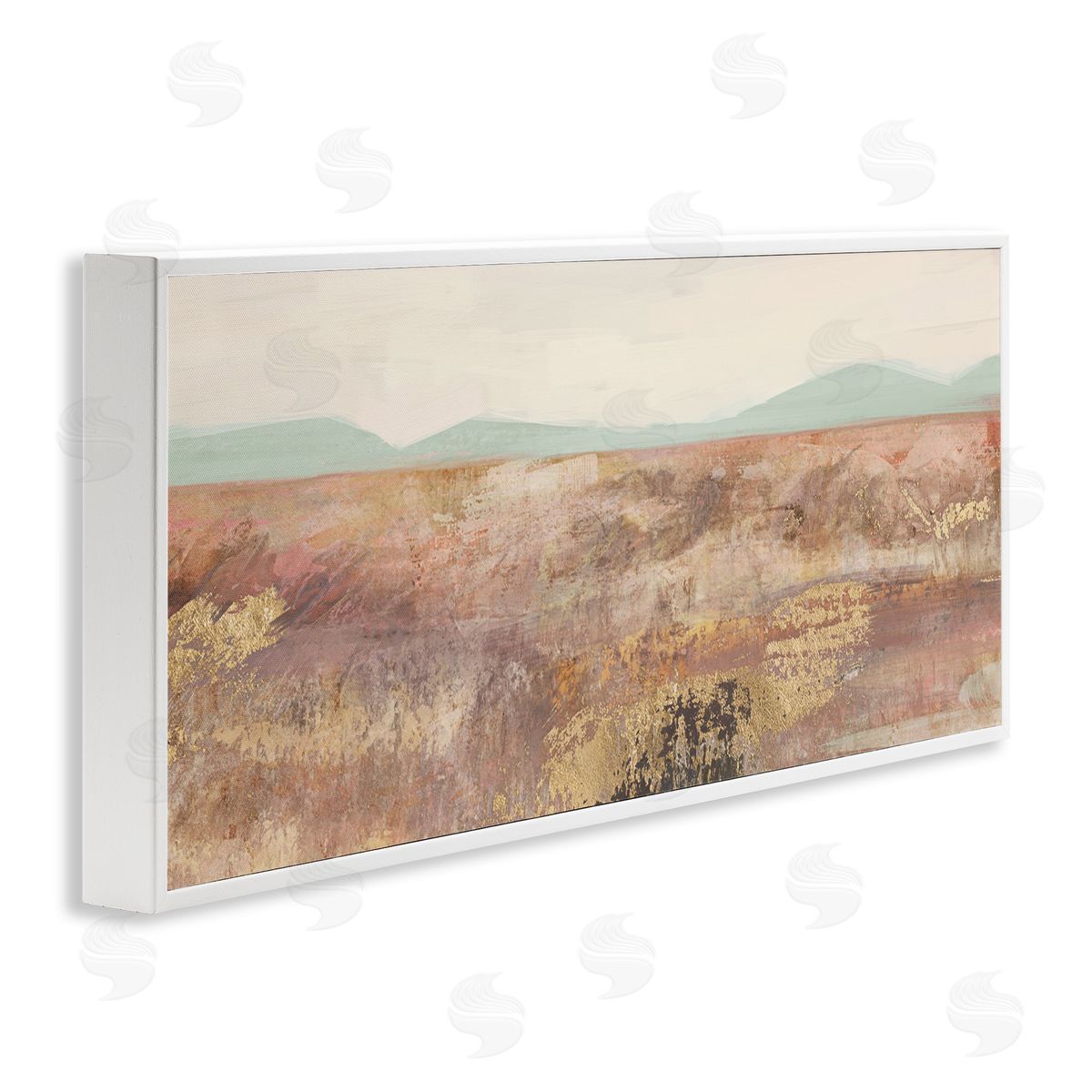 Nina Blue Abstract Neutral Prairie Landscape White Framed Glicee Wall Art Print