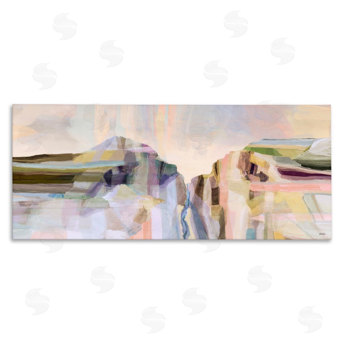 Michael Tienhaara Hilltop Abstraction Pastel Peaks Stretched Canvas Wall Art Print