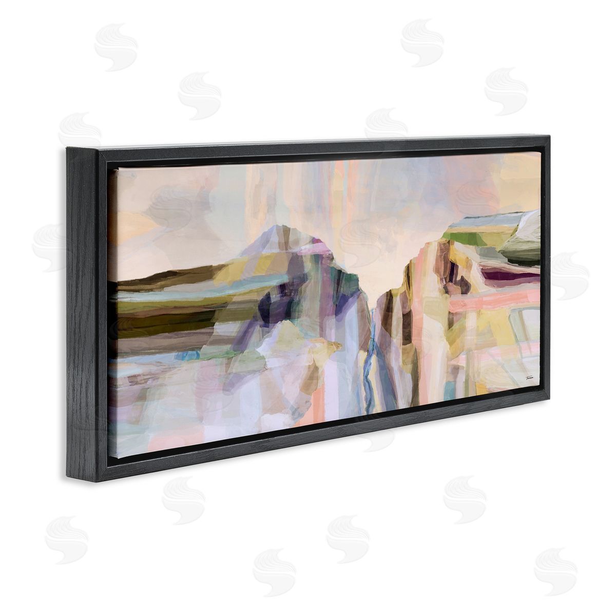 Michael Tienhaara Hilltop Abstraction Pastel Peaks Black Floating Frame Canvas Wall Art Print